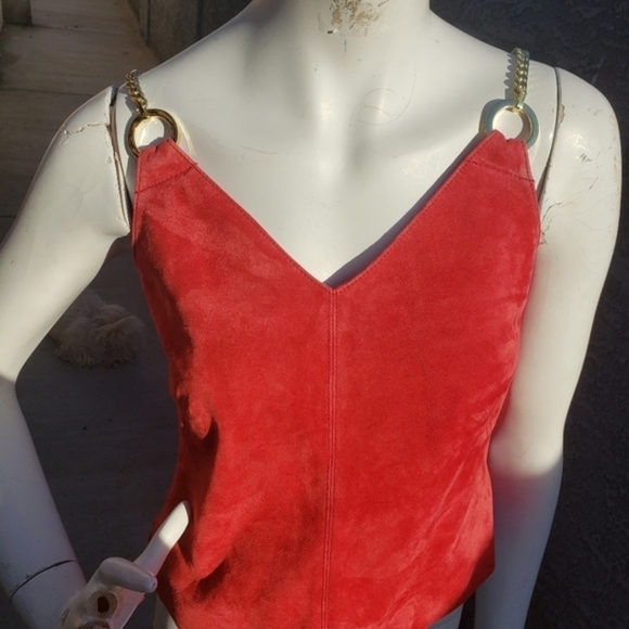 W BY WORTH RED SOFT LEATHER‎ TOP - Picture 9 of 13